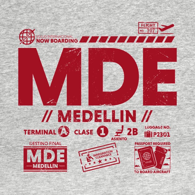 Vintage Medellin MDE Airport Code Travel Day Retro Travel Tag B by Now Boarding